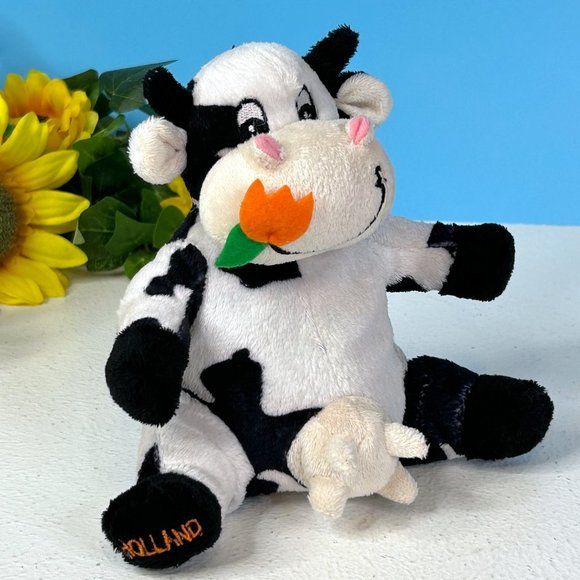 RARE Adorable Holland Cow with Tulip 6" Plush Stuffed Animal‎ Toys - Picture 2 of 5